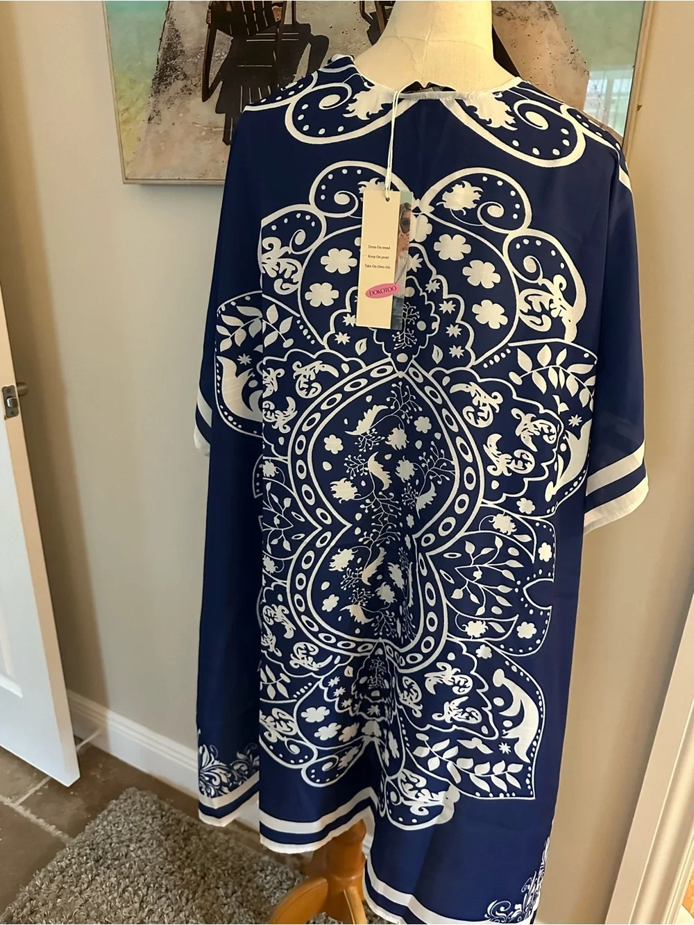 Blue and White Paisley Kimono Cover-Up - Brand Unspecified NWT